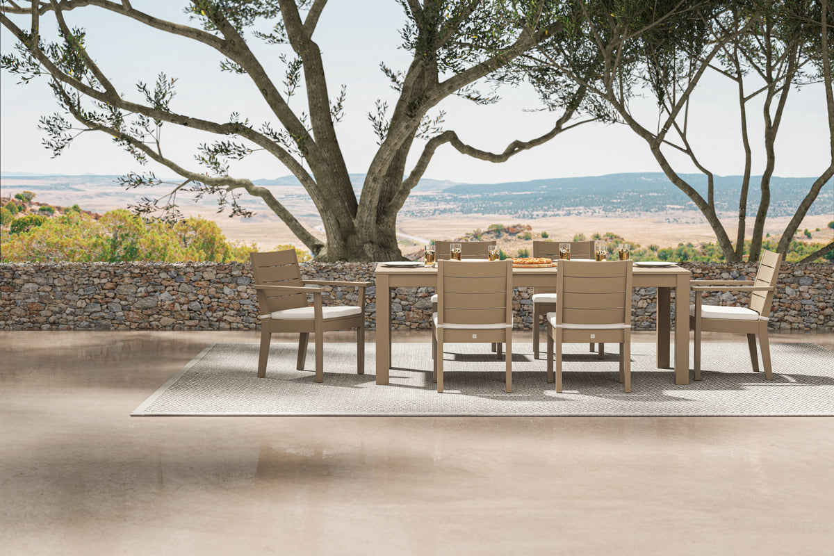 Lifestyle photo of the POLYWOOD Latitude 7-Piece Dining Set - 84" Table