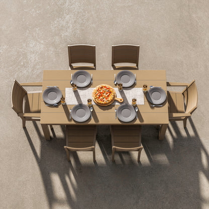 Lifestyle photo of the POLYWOOD Latitude 7-Piece Dining Set - 84" Table