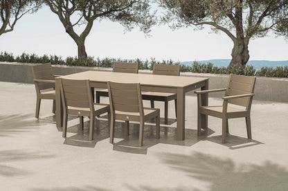 Lifestyle photo of the POLYWOOD Latitude 7-Piece Dining Set - 84" Table