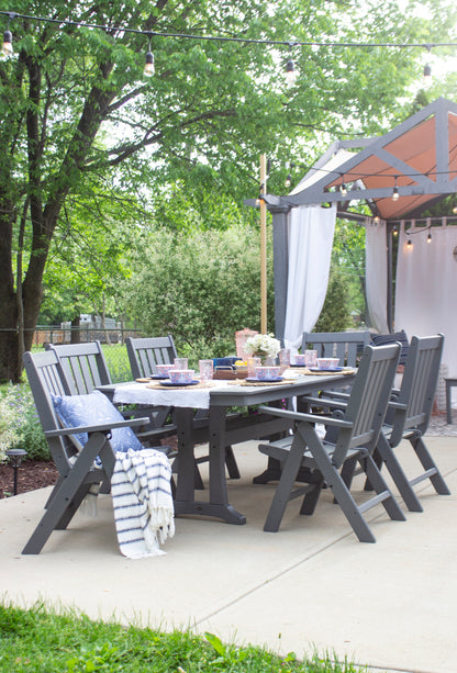 Detail photo of the POLYWOOD Vineyard Folding Chair 7-Piece Dining Set with Trestle Legs
