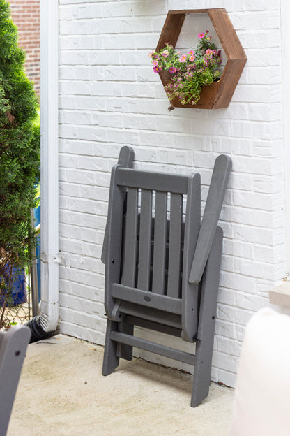Detail photo of the POLYWOOD Vineyard Folding Chair 7-Piece Dining Set with Trestle Legs