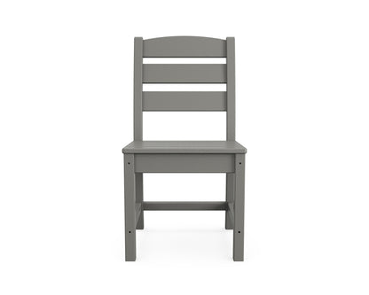 Angled view from the POLYWOOD Lakeside 9-Piece Farmhouse Trestle Dining Set in Slate Grey