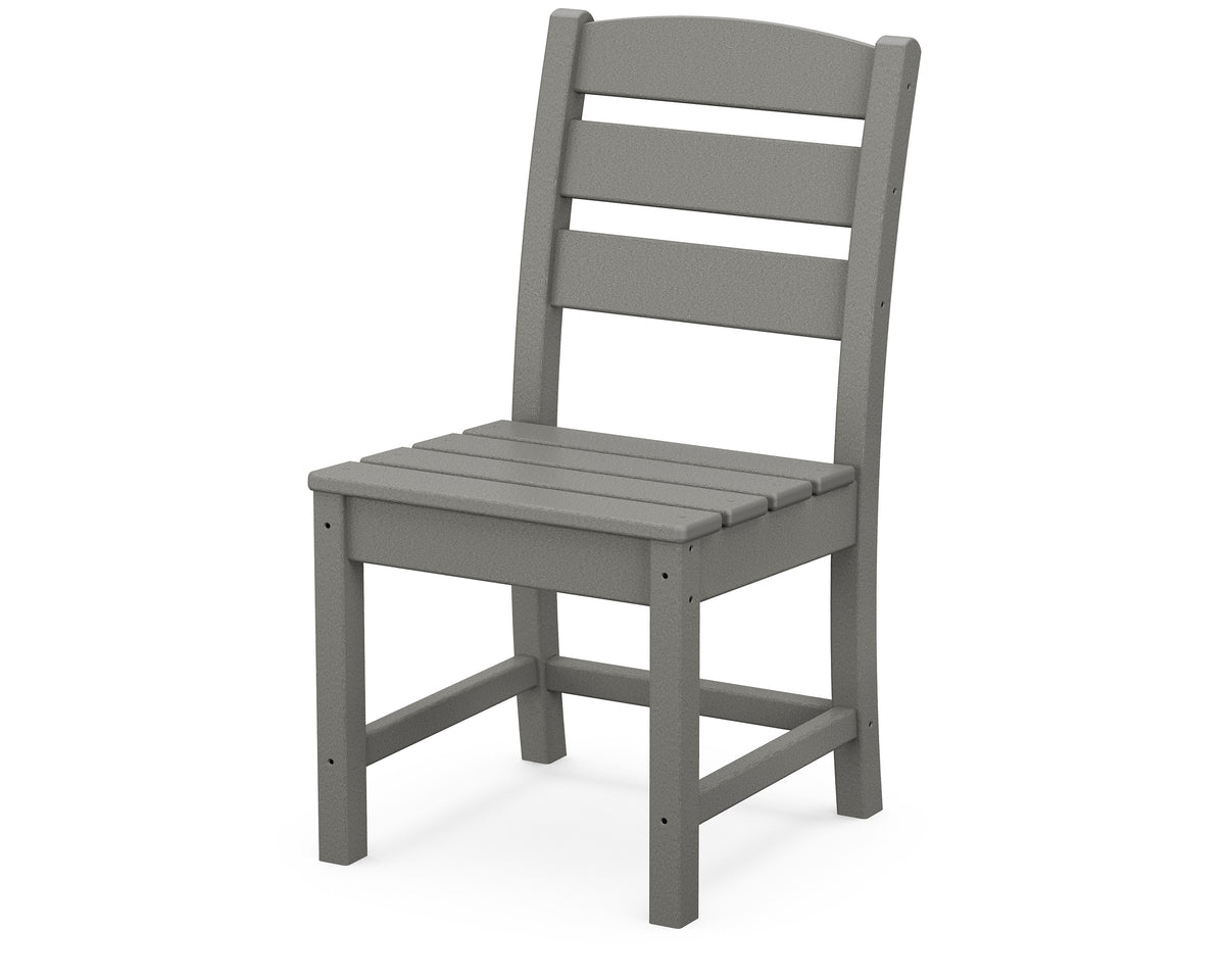Angled view from the POLYWOOD Lakeside 9-Piece Farmhouse Trestle Dining Set in Slate Grey