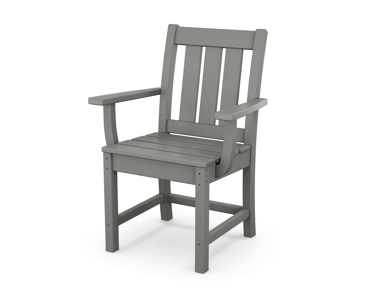 Angled view from the POLYWOOD Oxford 5-Piece Farmhouse Dining Set in Slate Grey