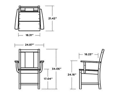 Dimensions of the POLYWOOD Prairie 5-Piece Farmhouse Dining Set