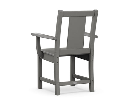 Angled view from the POLYWOOD Prairie 5-Piece Farmhouse Dining Set in Slate Grey