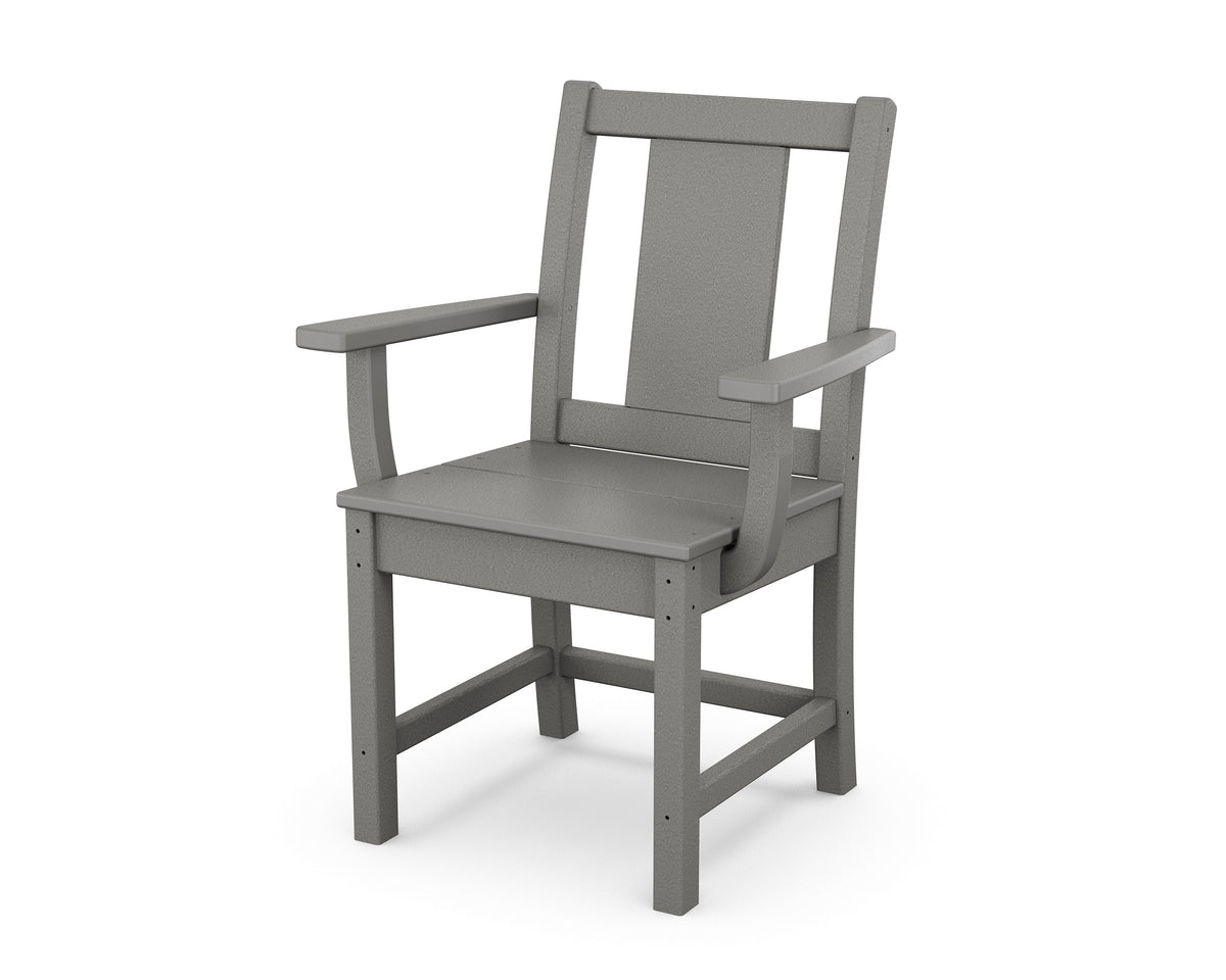 Angled view from the POLYWOOD Prairie 5-Piece Farmhouse Dining Set in Slate Grey
