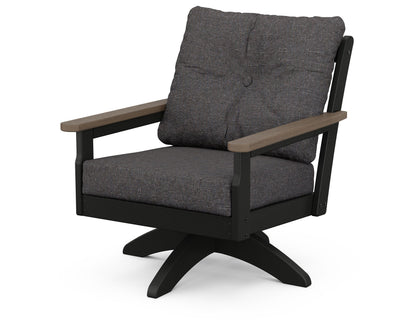 POLYWOOD Vineyard Deep Seating Swivel Chair in Black / Kona / Ash Charcoal