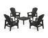 POLYWOOD 5-Piece Nautical Grand Upright Adirondack Chair Conversation Group in Black
