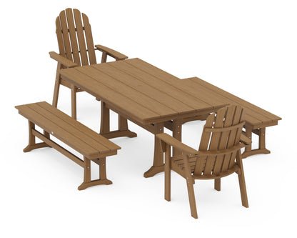 POLYWOOD Vineyard Adirondack 5-Piece Farmhouse Dining Set with Trestle Legs - 37" x 72" Table in Natural