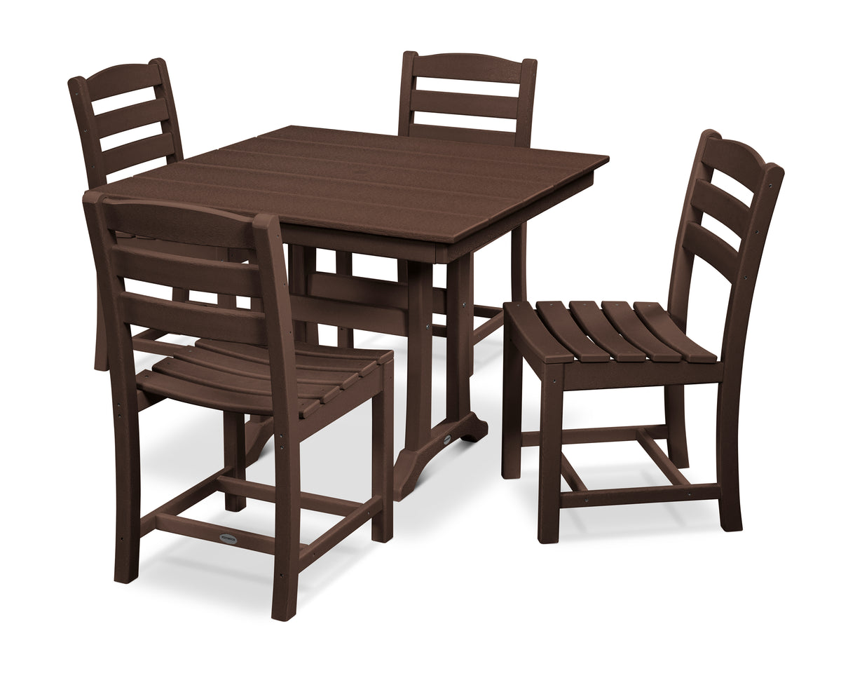 POLYWOOD La Casa Café 5-Piece Side Chair Dining Set in Mahogany