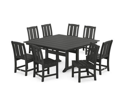 POLYWOOD Mission Side Chair 9-Piece Square Farmhouse Dining Set with Trestle Legs in Black