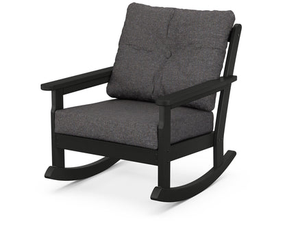 POLYWOOD Vineyard Deep Seating Rocking Chair in Black / Ash Charcoal