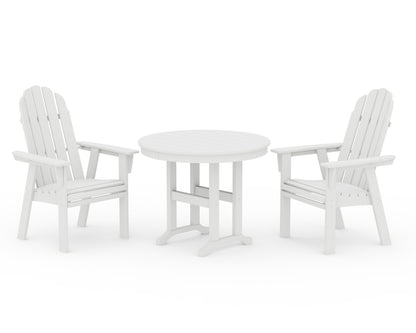 POLYWOOD Vineyard Adirondack 3-Piece Round Dining Set in White