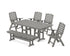 POLYWOOD Nautical Highback 6-Piece Farmhouse Dining Set with Bench in Slate Grey