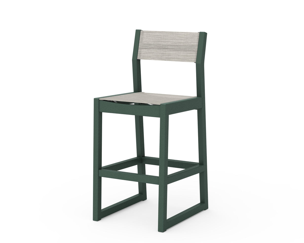 POLYWOOD EDGE Sling Bar Side Chair in Green / Birch