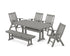 POLYWOOD Vineyard Folding Chair 6-Piece Dining Set with Trestle Legs and Bench in Slate Grey
