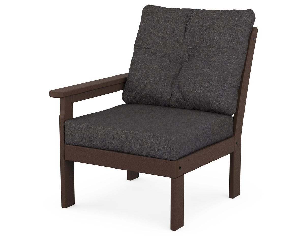 POLYWOOD Vineyard Modular Left Arm Chair in Mahogany / Ash Charcoal