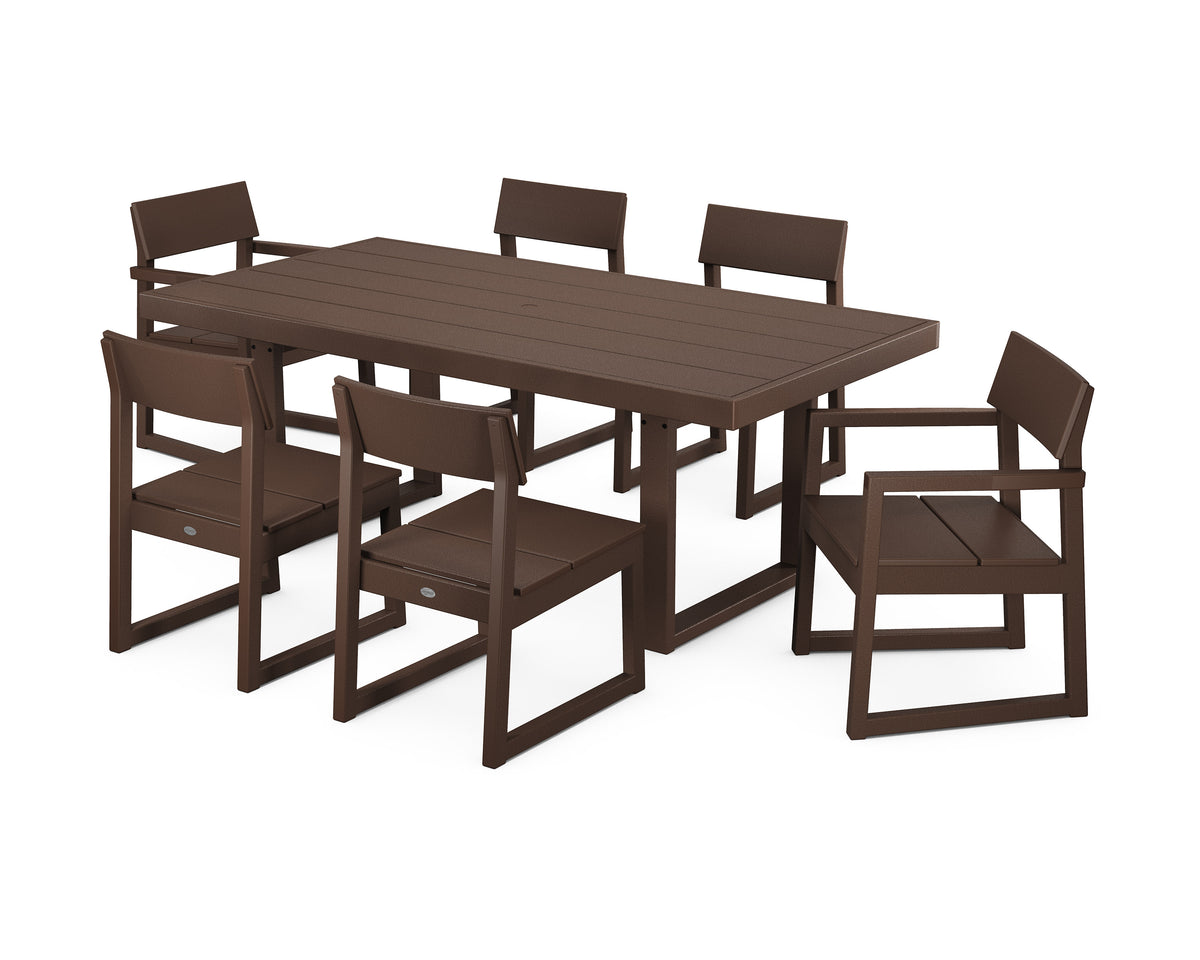 POLYWOOD EDGE 7-Piece Dining Set (EDGE 40" x 78" Table) in Mahogany