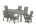 POLYWOOD Modern Curveback Adirondack 7-Piece Parsons Swivel Dining Set in Slate Grey