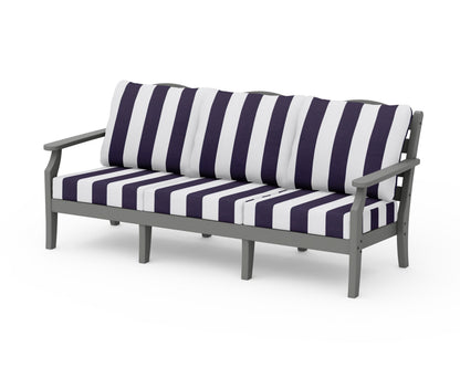 POLYWOOD Savannah Deep Seating Sofa in Slate Grey / Cabana Stripe Navy