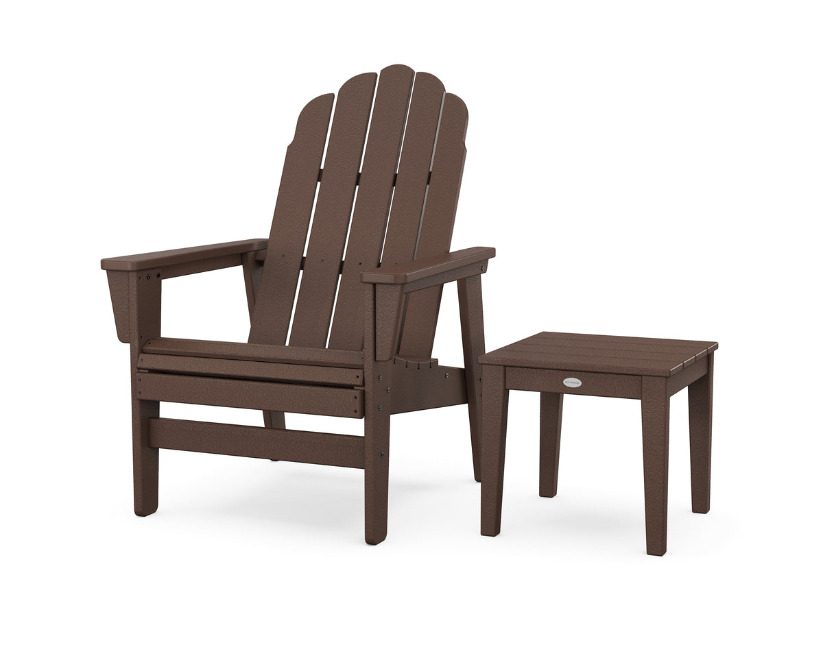 POLYWOOD Vineyard Grand Upright Adirondack Chair with Side Table in Mahogany
