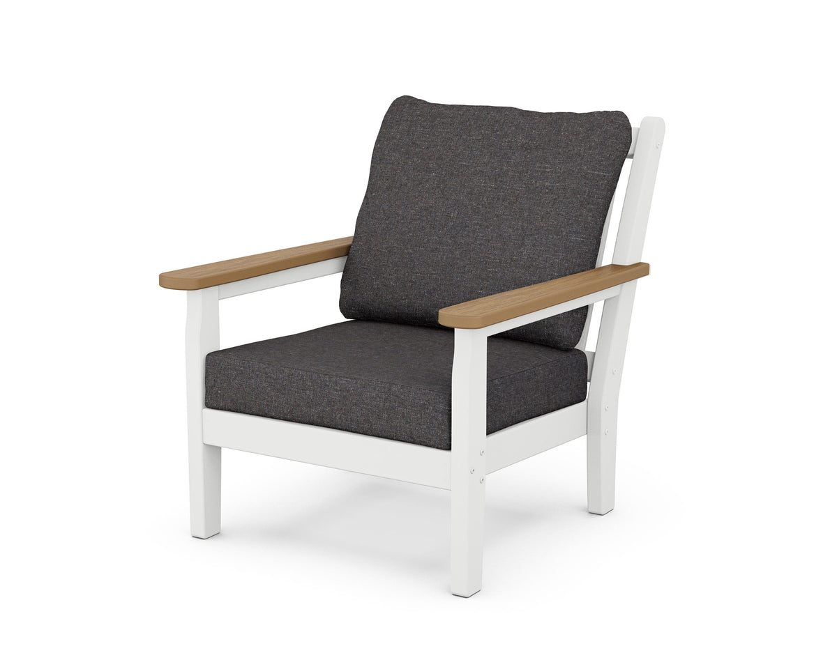 POLYWOOD Chippendale Deep Seating Chair in White / Natural / Ash Charcoal