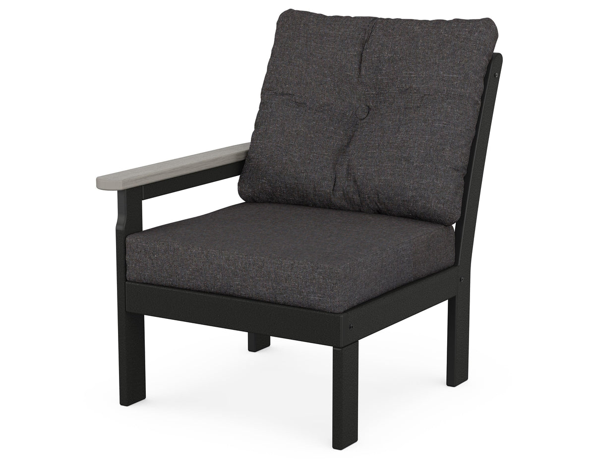POLYWOOD Vineyard Modular Left Arm Chair in Black / Driftwood / Ash Charcoal