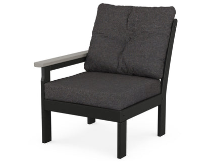 POLYWOOD Vineyard Modular Left Arm Chair in Black / Driftwood / Ash Charcoal