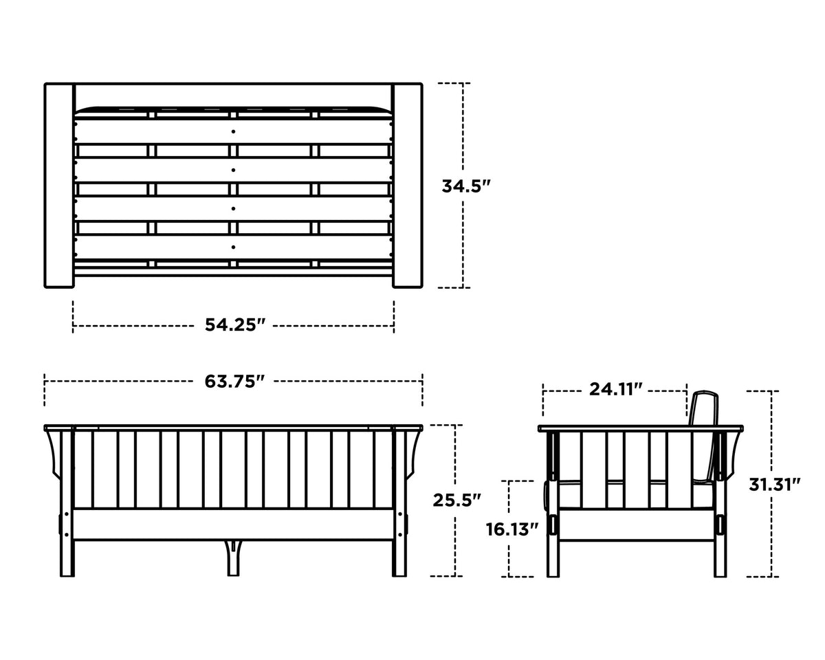 POLYWOOD Acadia Deep Seating Loveseat dimensions