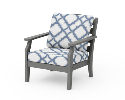 POLYWOOD Savannah Deep Seating Chair in Slate Grey / Trellis Sky Blue