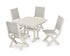 POLYWOOD Coastal Folding Side Chair 5-Piece Dining Set with Trestle Legs in Sand / Birch