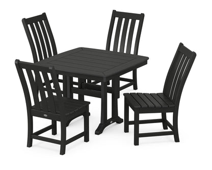 POLYWOOD Vineyard Side Chair 5-Piece Dining Set with Trestle Legs - 37" Table in Black