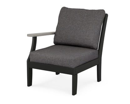 POLYWOOD Braxton Modular Left Arm Chair in Black / Driftwood / Ash Charcoal