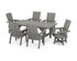 POLYWOOD Modern Curveback Adirondack 7-Piece Rustic Farmhouse Swivel Dining Set in Slate Grey