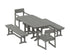 POLYWOOD EDGE 5-Piece Dining Set with Benches (Nautical 37" x 72" Table) in Slate Grey