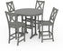 POLYWOOD Braxton 5-Piece Nautical Trestle Arm Chair Bar Set in Slate Grey