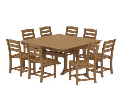POLYWOOD La Casa Café 9-Piece Nautical Trestle Dining Set in Natural