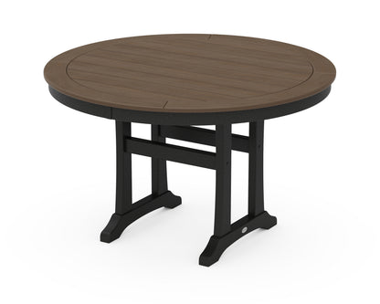 POLYWOOD Nautical Trestle 48" Round Dining Table in Black / Kona