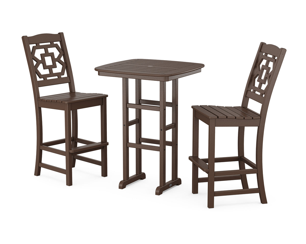 POLYWOOD Chinoiserie 3-Piece Bar Set in Mahogany