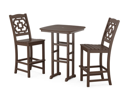 POLYWOOD Chinoiserie 3-Piece Bar Set in Mahogany