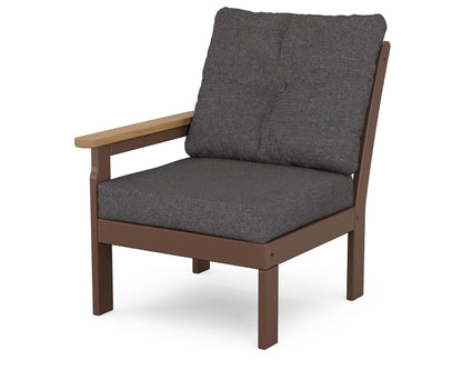 POLYWOOD Vineyard Modular Left Arm Chair in Mahogany / Natural / Ash Charcoal