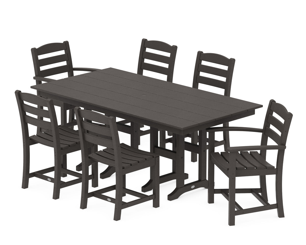 POLYWOOD La Casa Café 7-Piece Farmhouse Dining Set in Vintage Coffee