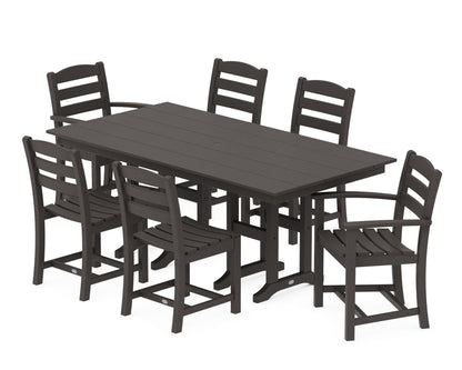POLYWOOD La Casa Café 7-Piece Farmhouse Dining Set in Vintage Coffee