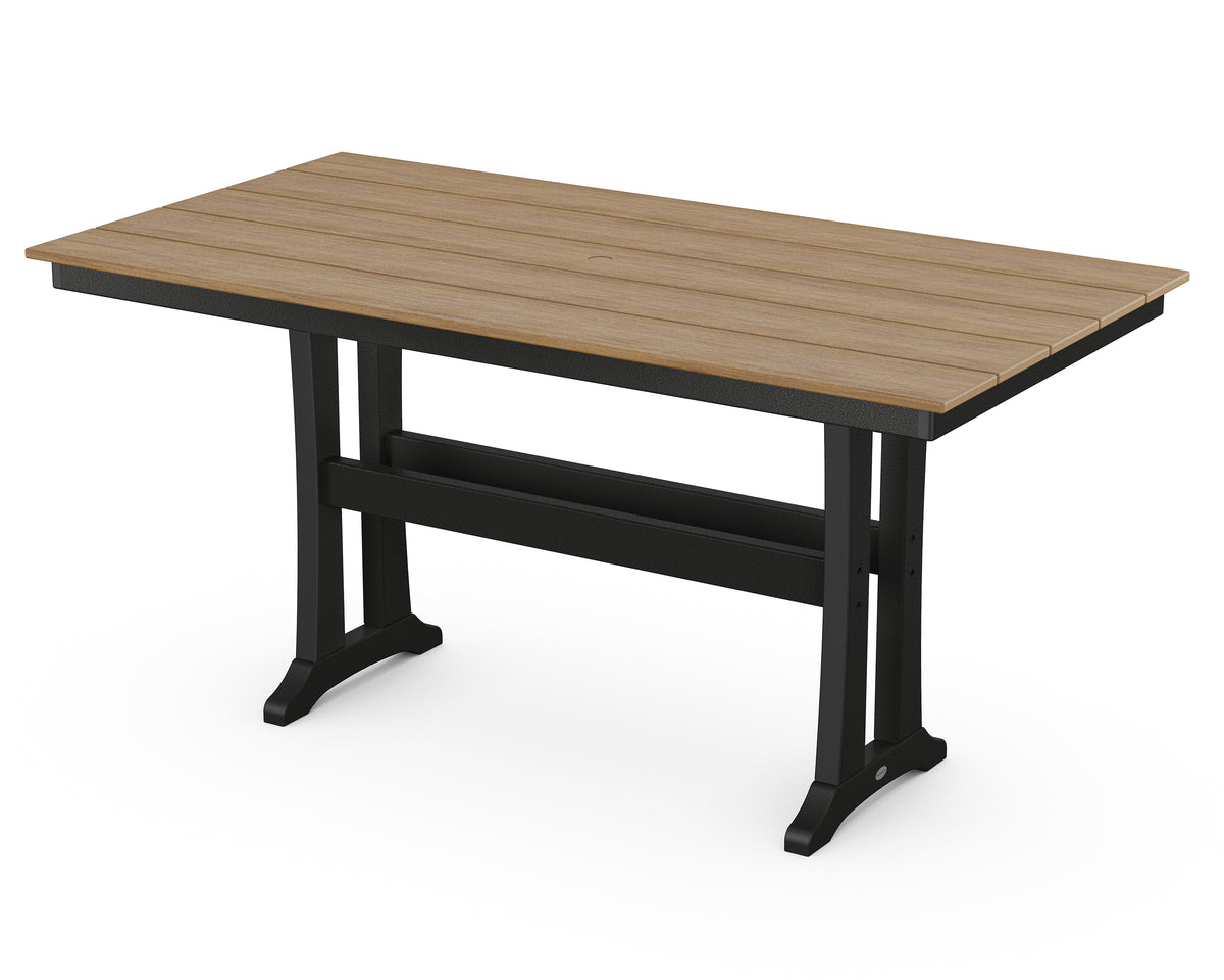 POLYWOOD Farmhouse Trestle 37" x 72" Counter Table in Black / Natural