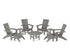 POLYWOOD Modern Curveback Adirondack Chair 9-Piece Conversation Set in Slate Grey