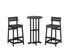POLYWOOD Modern Studio Plaza Lowback Bar Chair 3-Piece Bistro Set in Black