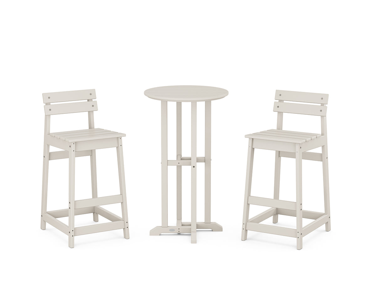 POLYWOOD Modern Studio Plaza Lowback Bar Chair 3-Piece Bistro Set in Sand