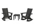 POLYWOOD Modern Curveback 3-Piece Adirondack Rocking Chair Set in Black