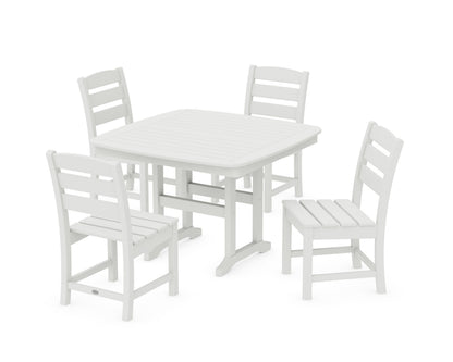 POLYWOOD Lakeside Side Chair 5-Piece Dining Set with Trestle Legs - 44" Table in Vintage White
